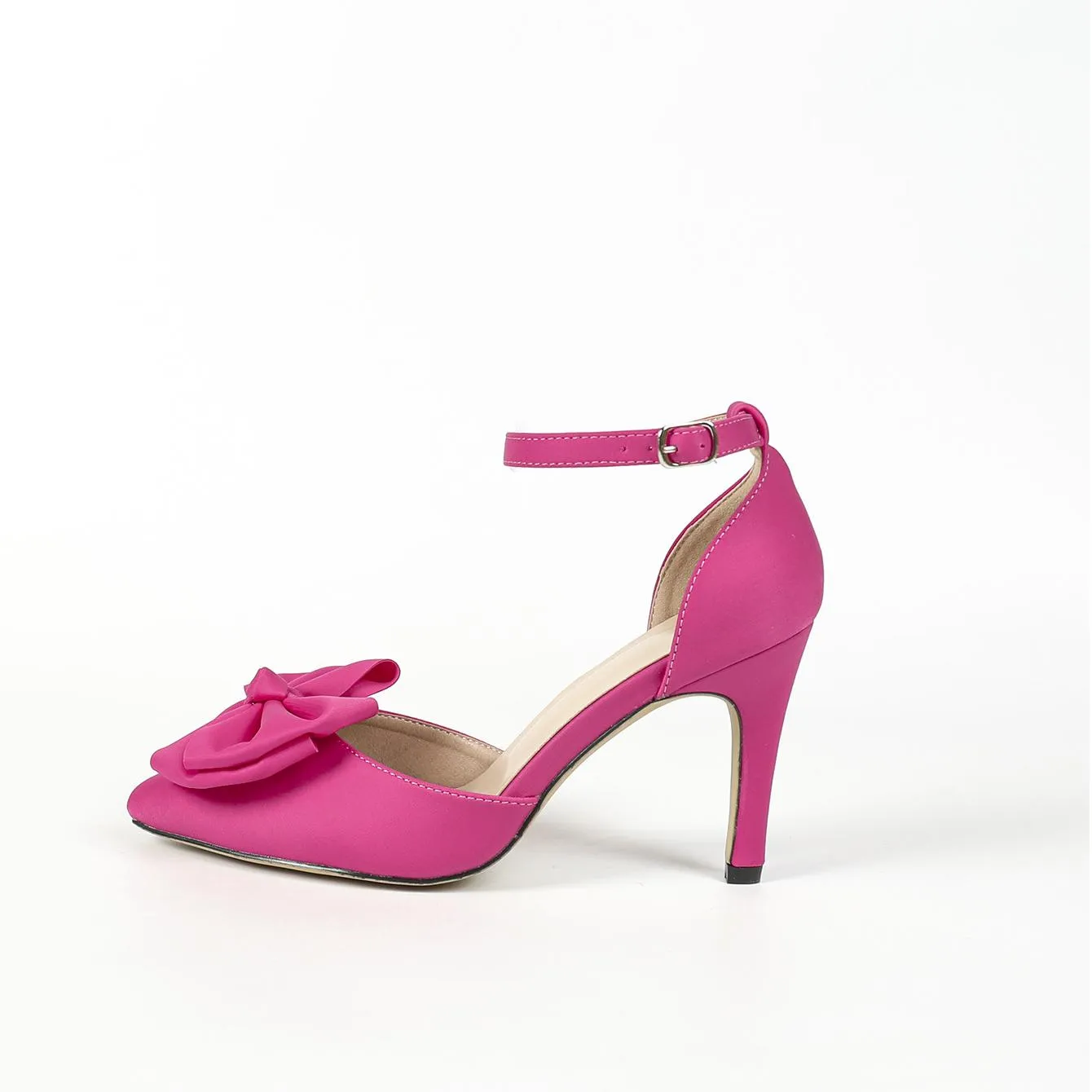 Tillbuy Bow Ankle Strap Pumps