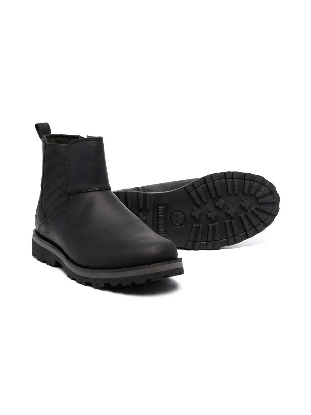 Timberland Courma TB0A28QA 001 Youth Kids Black Leather Chelsea Boots HS3027