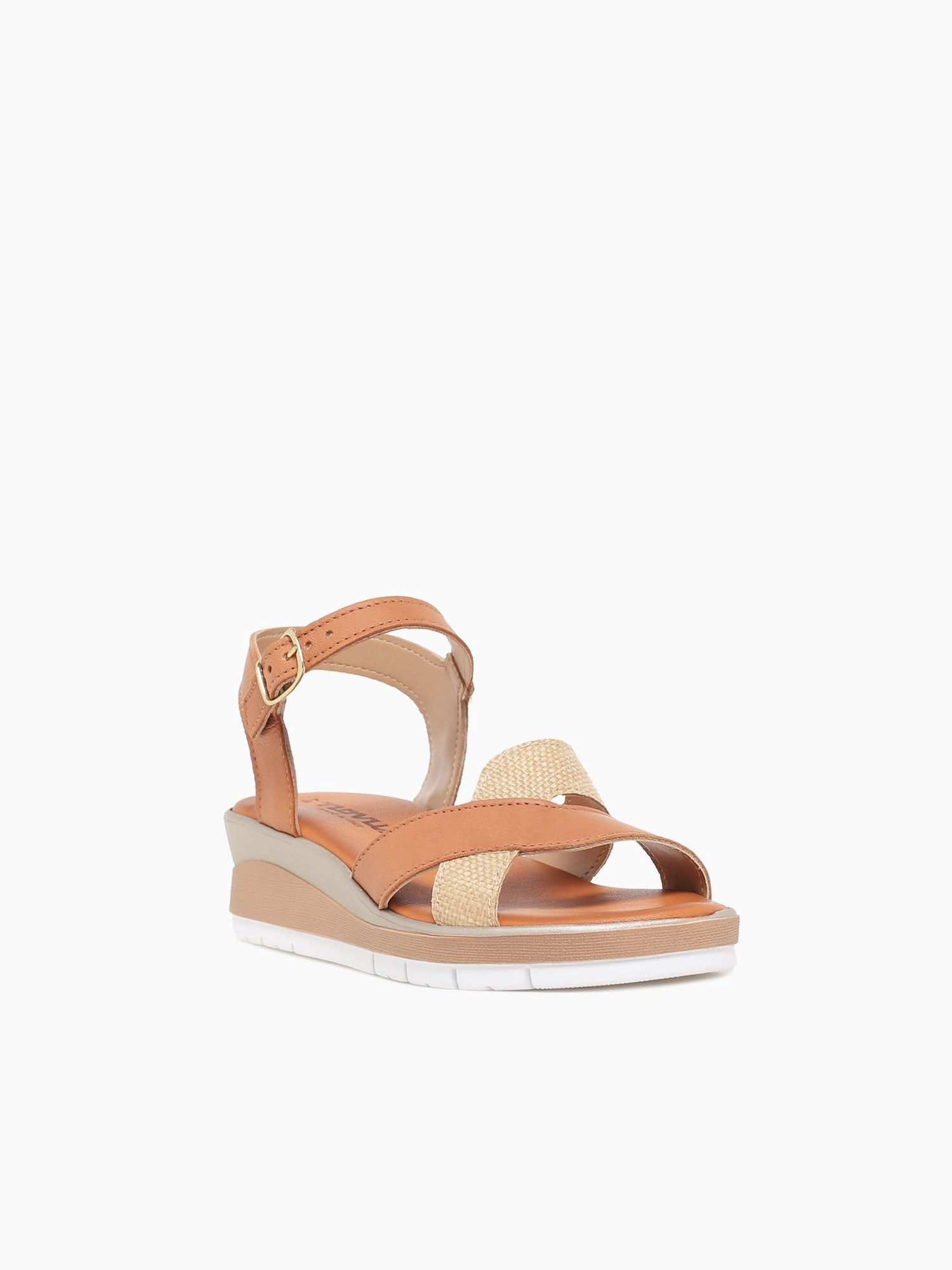 Relaxed Flip-flops Caterina Cognac Pelle Raffia