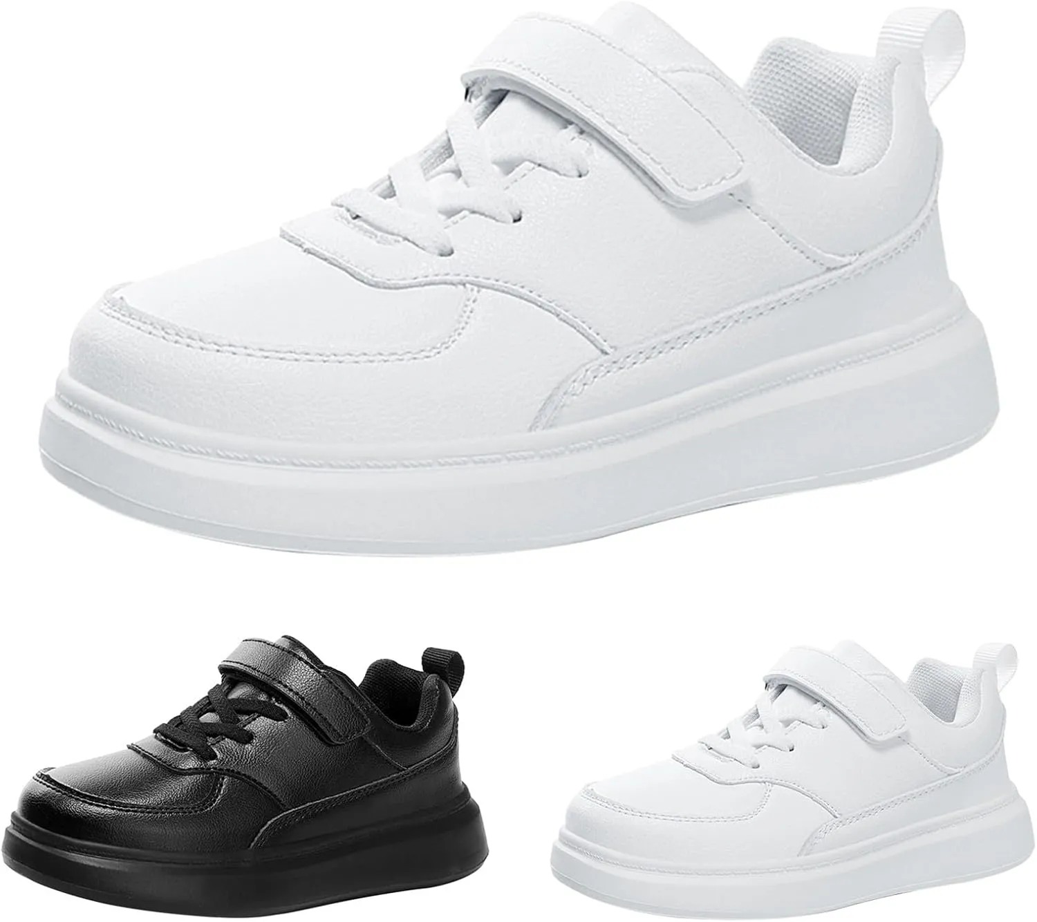 Toddler Leather Chunky Sole Sneaker Kids Girls Boys Outdoor First Walking Sport Shoes Slip On Cozy Lightweight Shoes