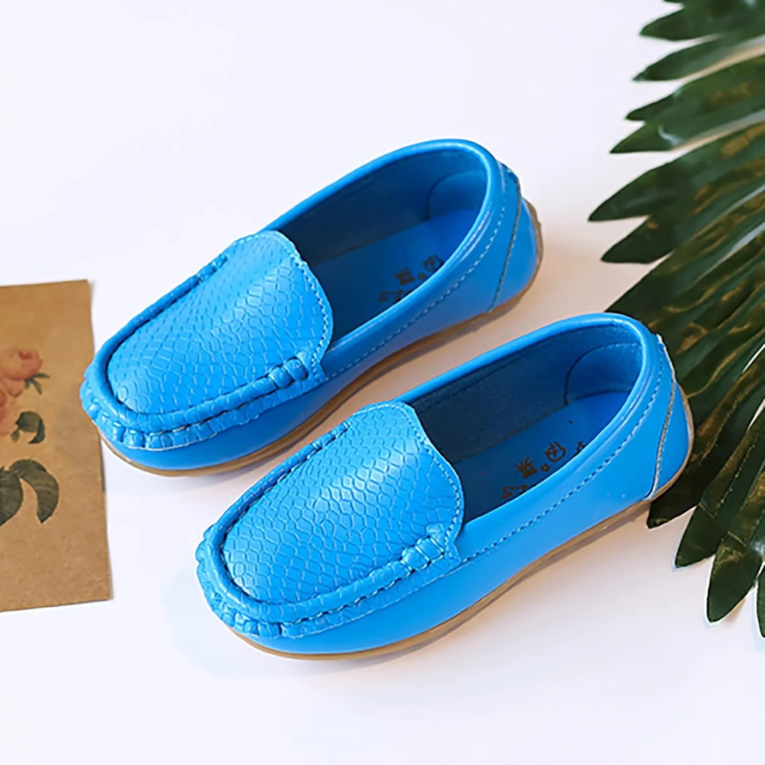 Toddler Little Kid Boys Girls Soft Slip On Loafers Dress Flat Shoes Boat Shoes Casual Shoes Soldier Boys (Blue, 24)