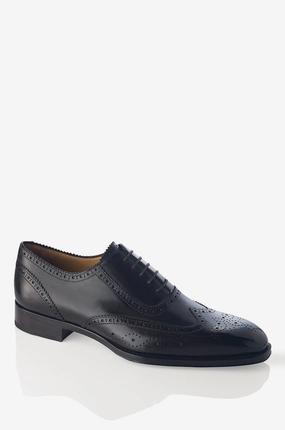 TPU sole David August Leather Brogue Oxford in Dark Black Nero Fondente David August Leather Brogue Oxford in Dark Black Nero Fondente Non Marking Sole Heel