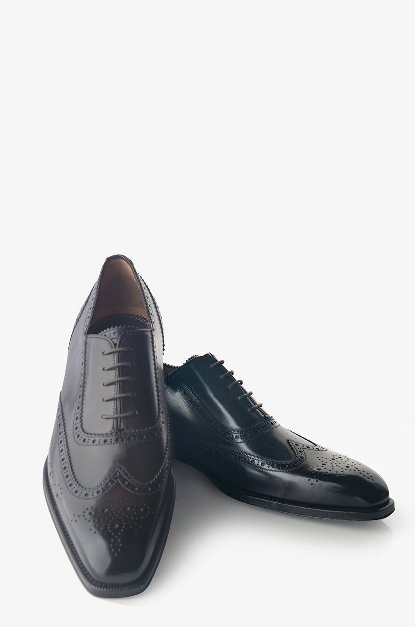Buckle Strap David August Leather Brogue Oxford in Dark Black Nero Fondente