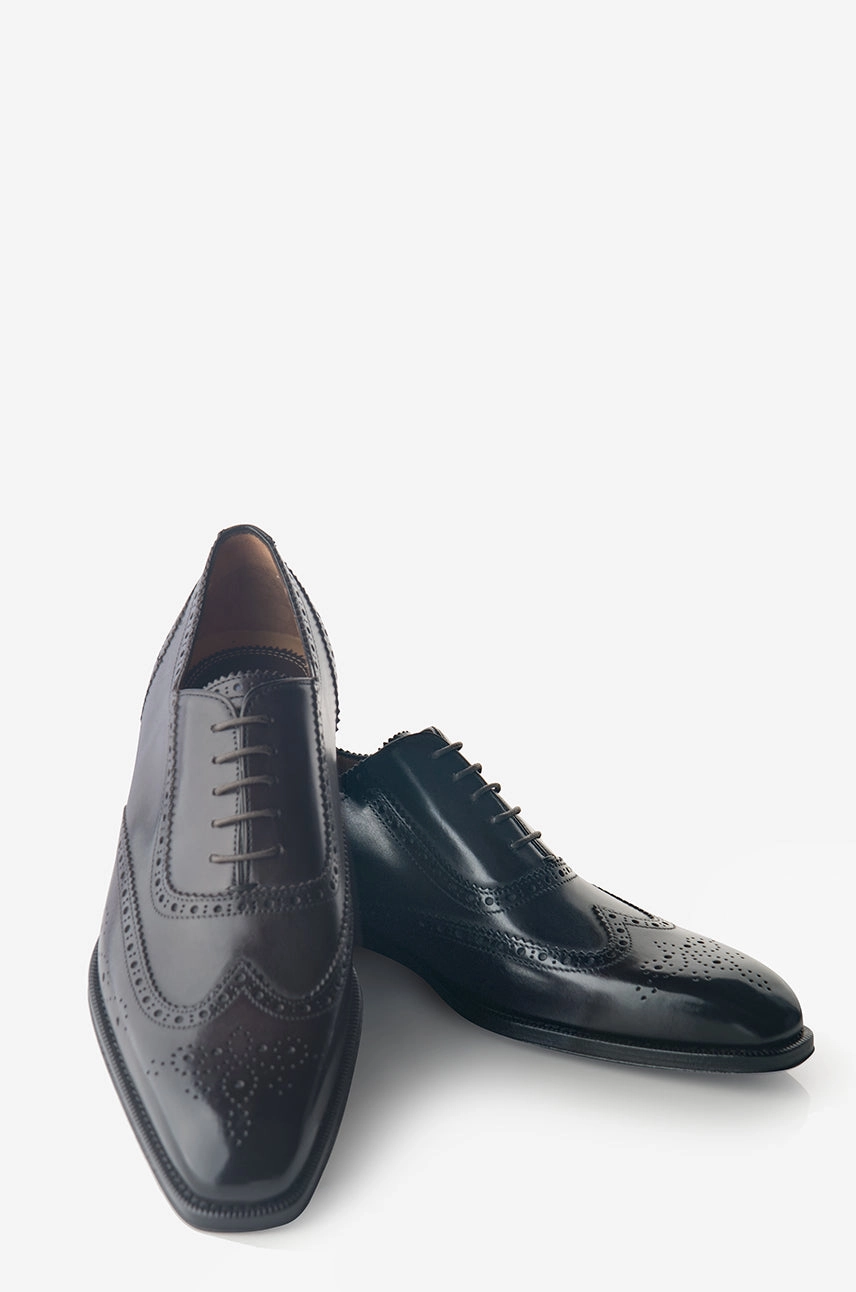 Lifestyle Ready David August Leather Brogue Oxford in Dark Black Nero Fondente
