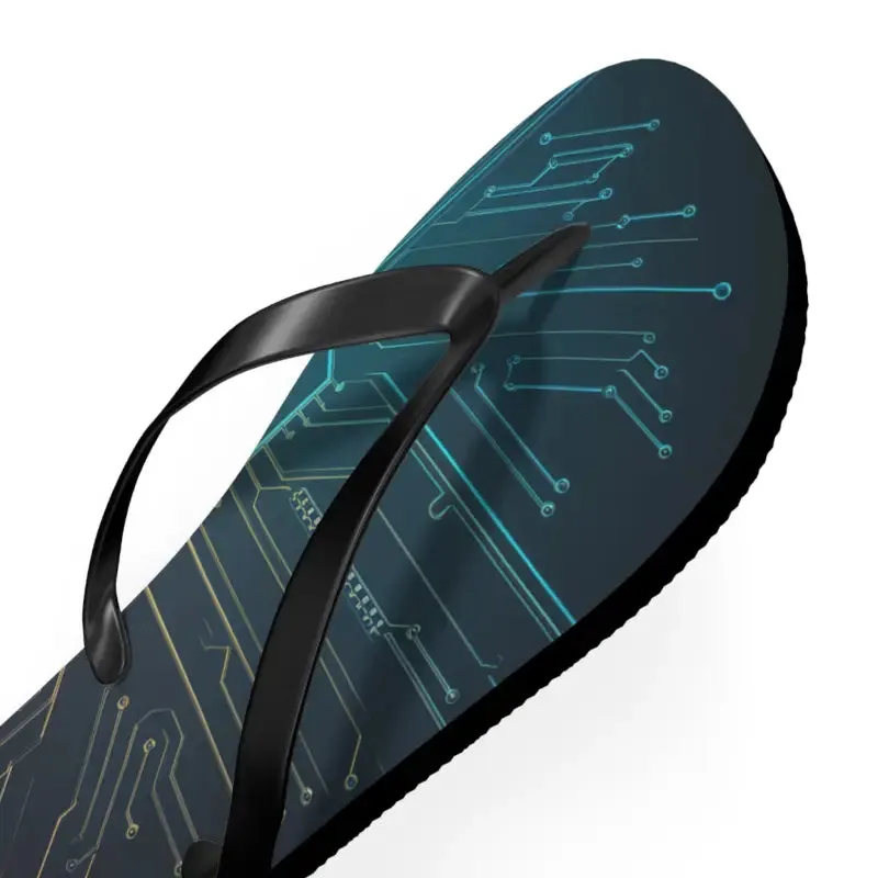 Trendy Circuit Pattern Flip Flops Summer Vibes