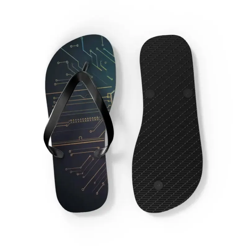 Trendy Circuit Pattern Flip Flops Summer Vibes