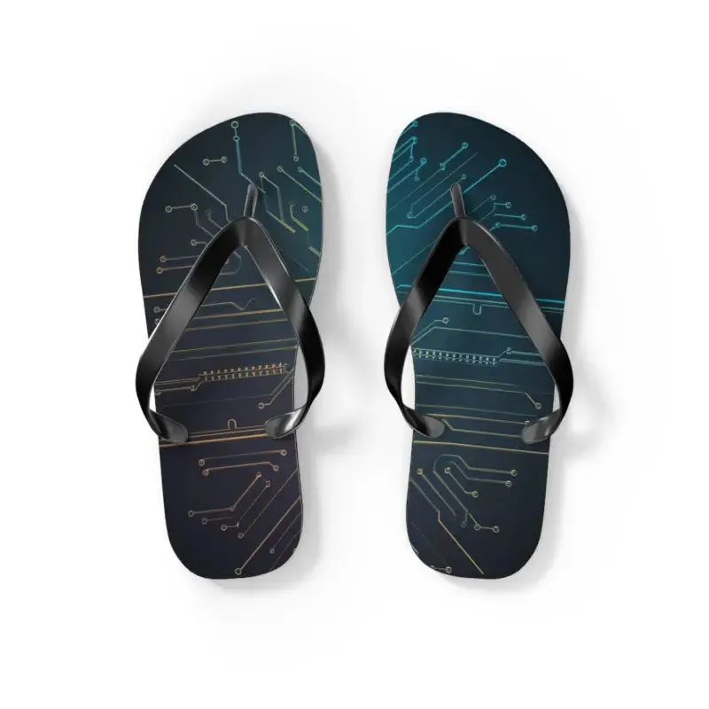 Trendy Circuit Pattern Flip Flops Summer Vibes