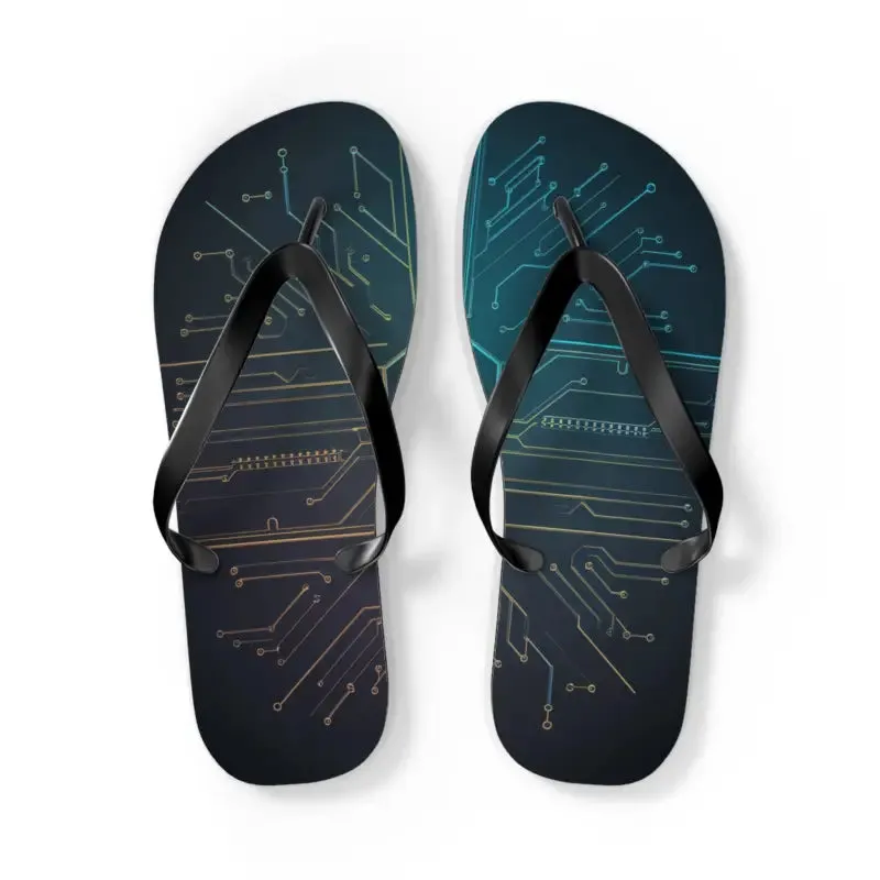 Trendy Circuit Pattern Flip Flops Summer Vibes
