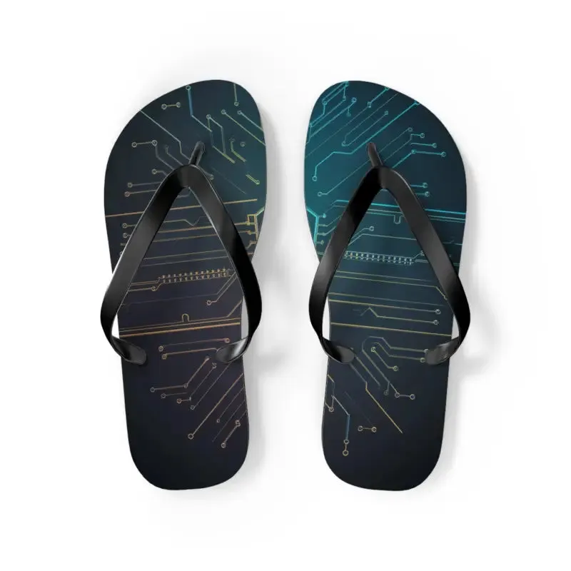 Trendy Circuit Pattern Flip Flops Summer Vibes