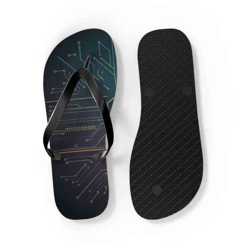 Trendy Circuit Pattern Flip Flops Summer Vibes