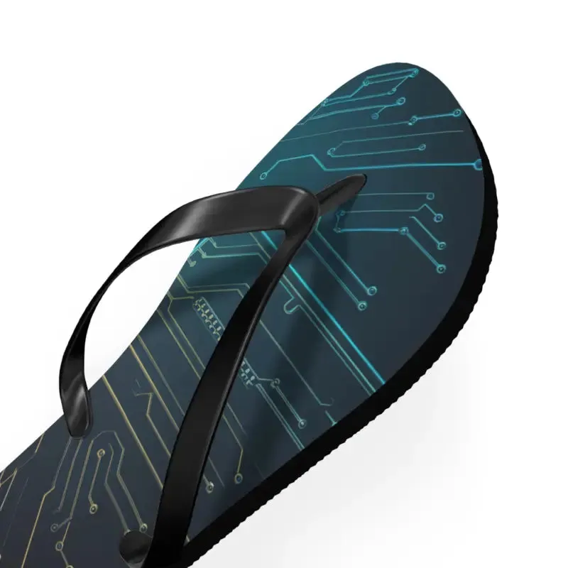 Trendy Circuit Pattern Flip Flops Summer Vibes
