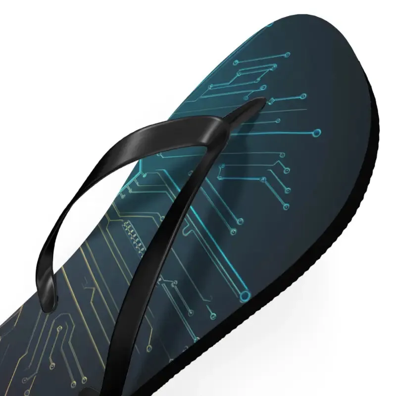 Trendy Circuit Pattern Flip Flops Summer Vibes
