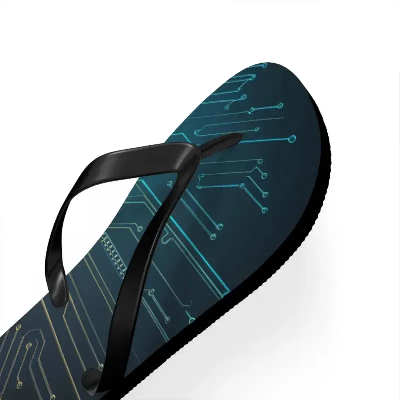 Trendy Circuit Pattern Flip Flops Summer Vibes