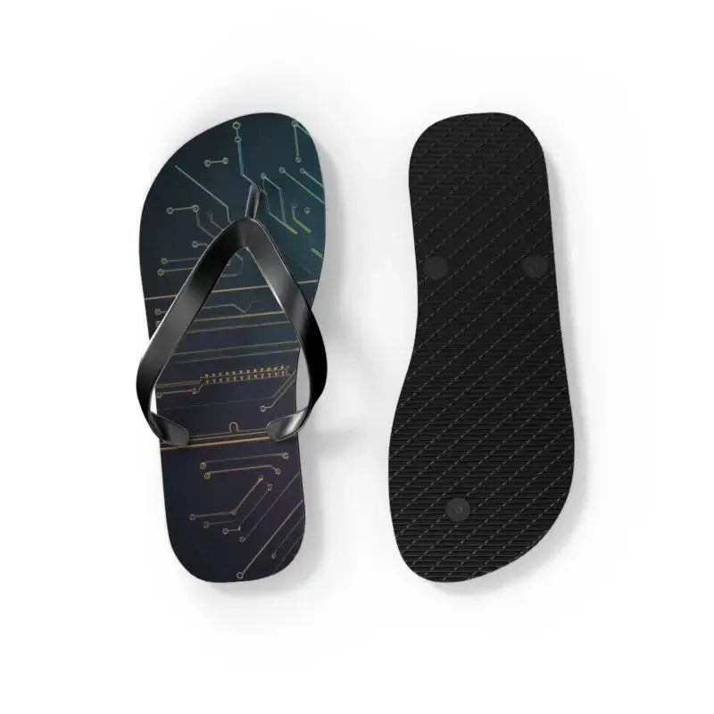 Trendy Circuit Pattern Flip Flops Summer Vibes