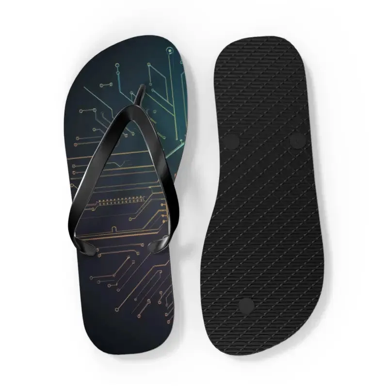 Trendy Circuit Pattern Flip Flops Summer Vibes