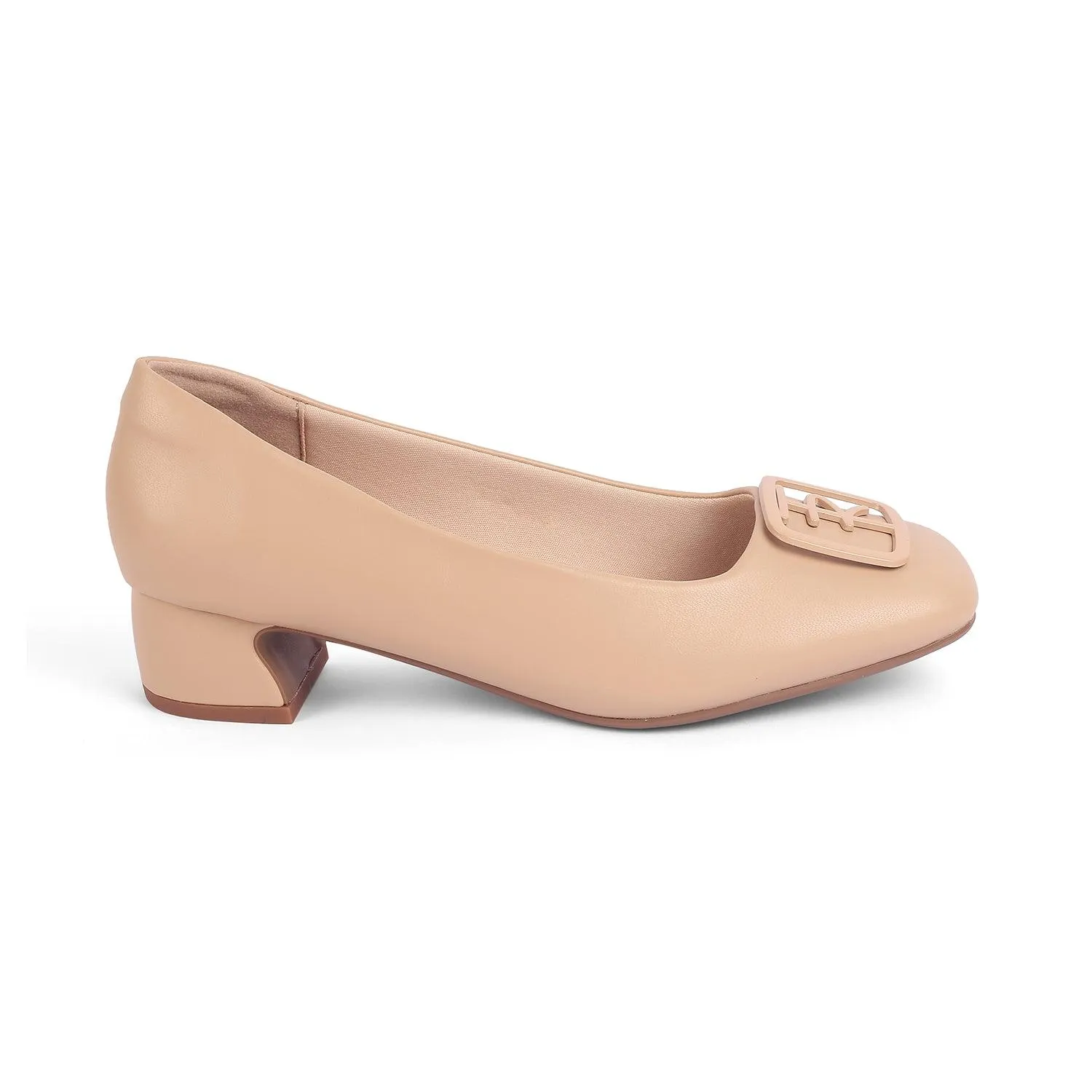 Tresmode Romio Beige Women's Dress Block Heel Pumps
