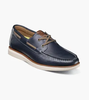 Triangle Tropics Moc Toe Elastic Lace Boat Shoe-Navy | Florsheim Tropics Moc Toe Elastic Lace Boat Shoe-Navy | Florsheim Streamlined materials