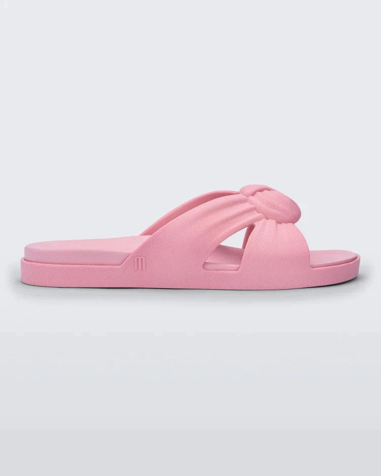 Adjustable Hook and Loop Straps Anti Slip Traction Plush Slide - Pink