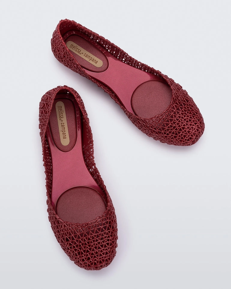 Vegan Leather Shoes Campana Flats - Metal Red