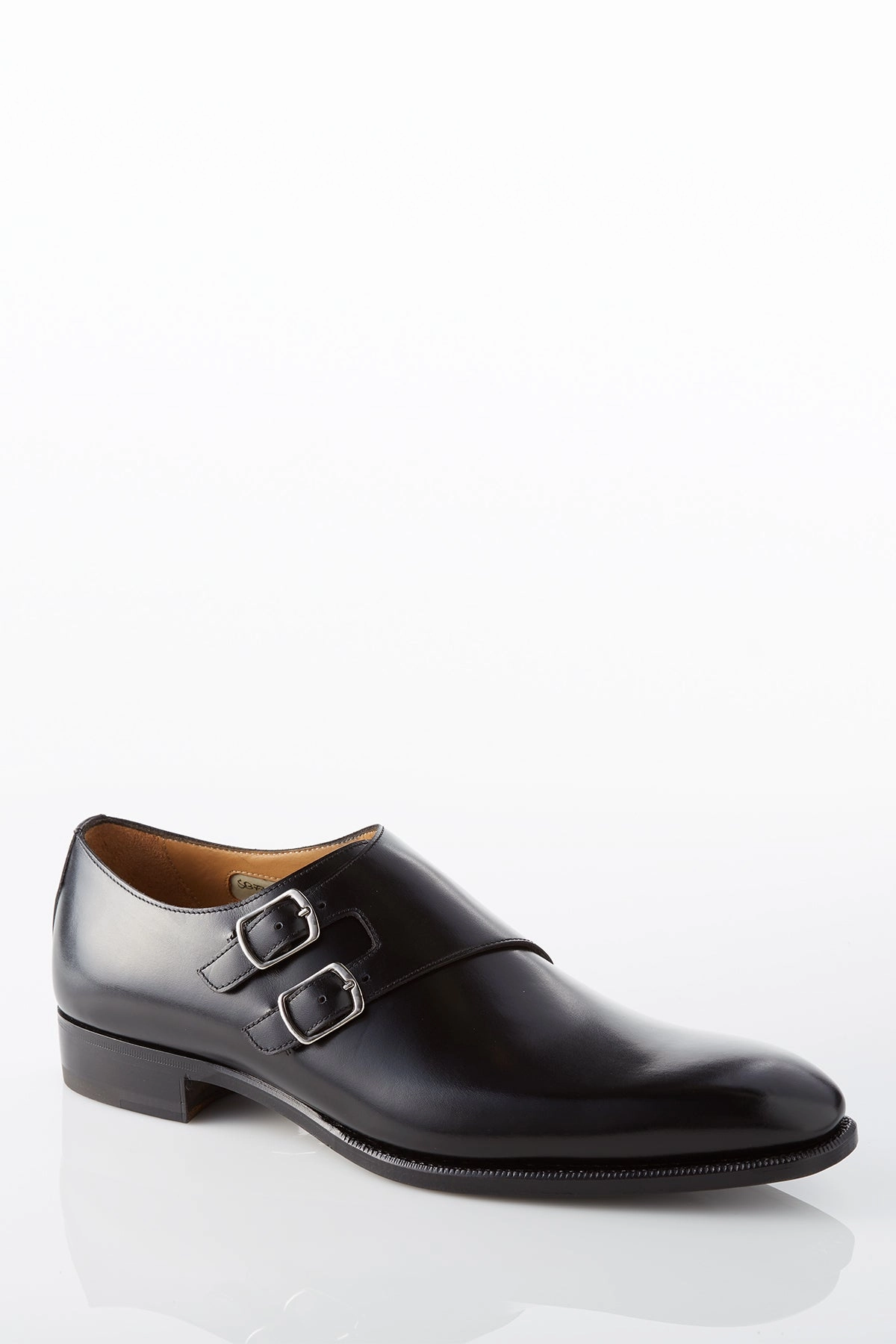 David August Leather Double Monk-strap Shoes in Black Sleek Profile