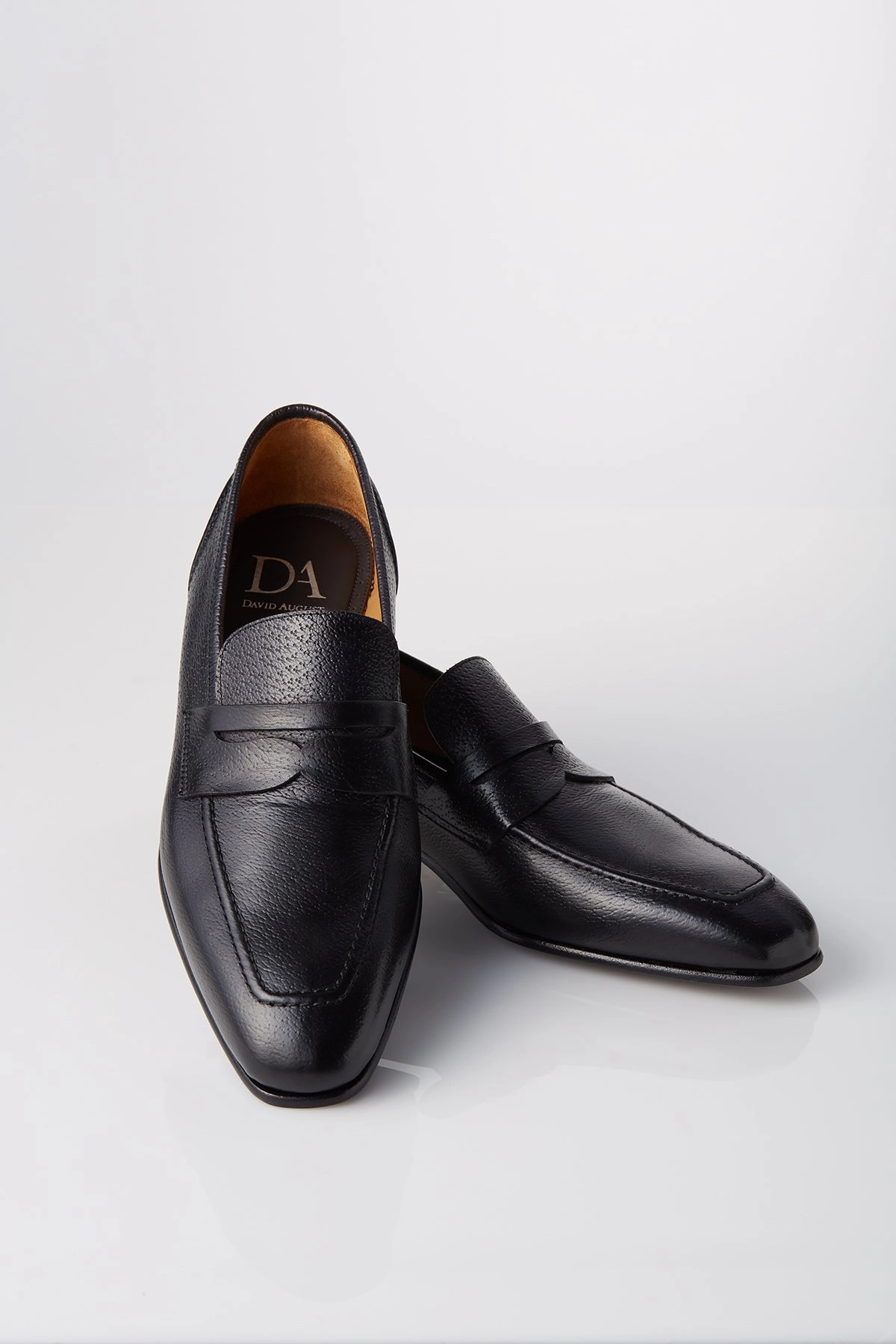 Foot Flex David August Leather Penny Loafer in Black