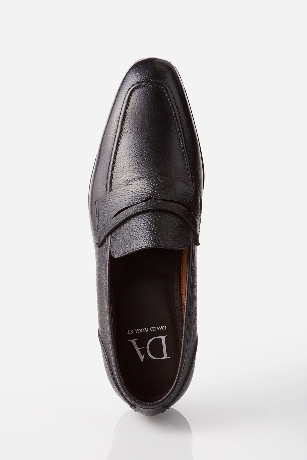 David August Leather Penny Loafer in Black Everyday Shoes Treaded Sole