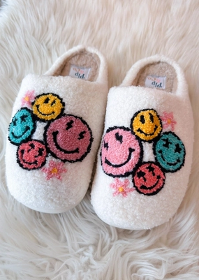 Urban Tread Smiley Face Flower Slippers Park Picnic Smiley Face Flower Slippers