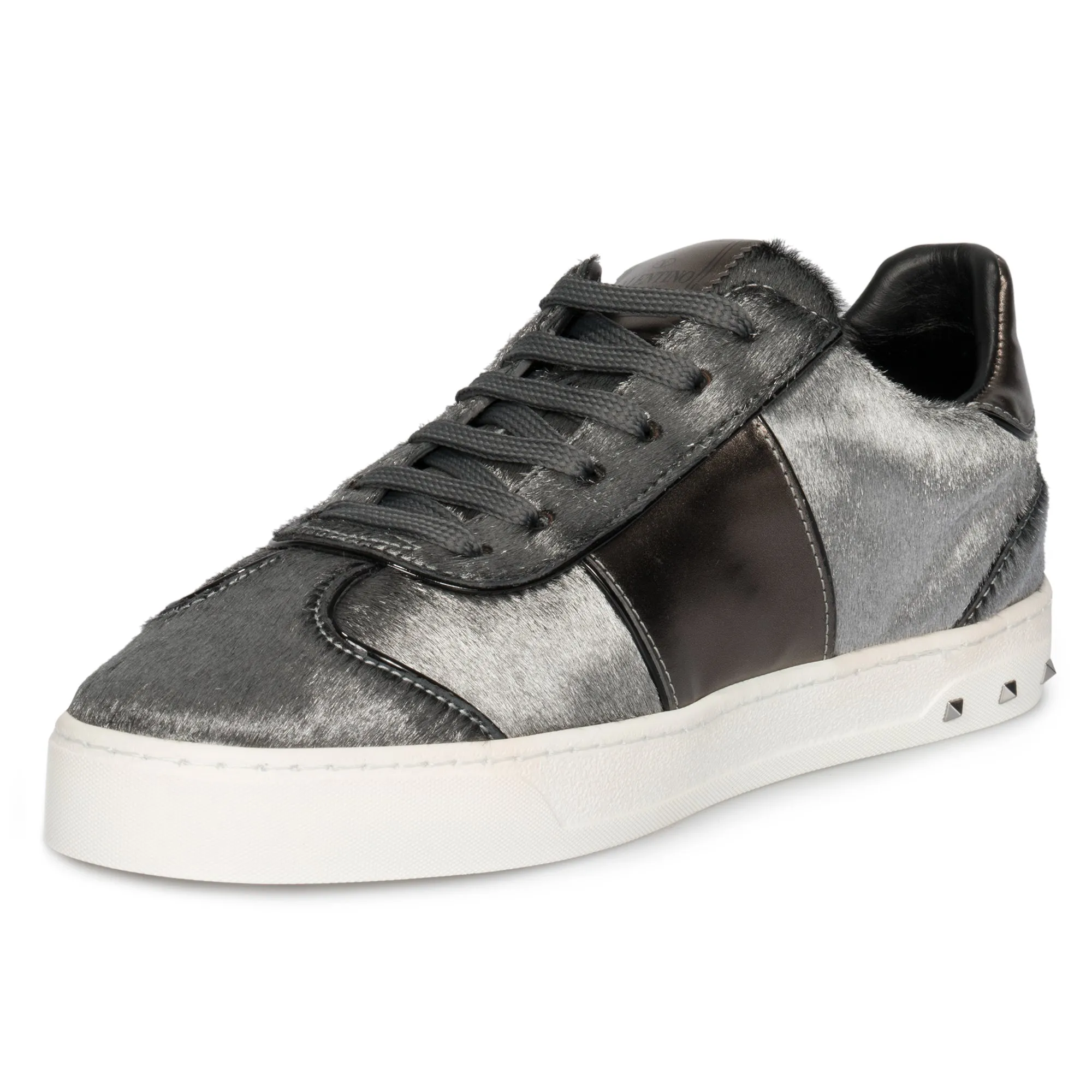 Valentino Flycrew Calfhair Sneaker in Gray