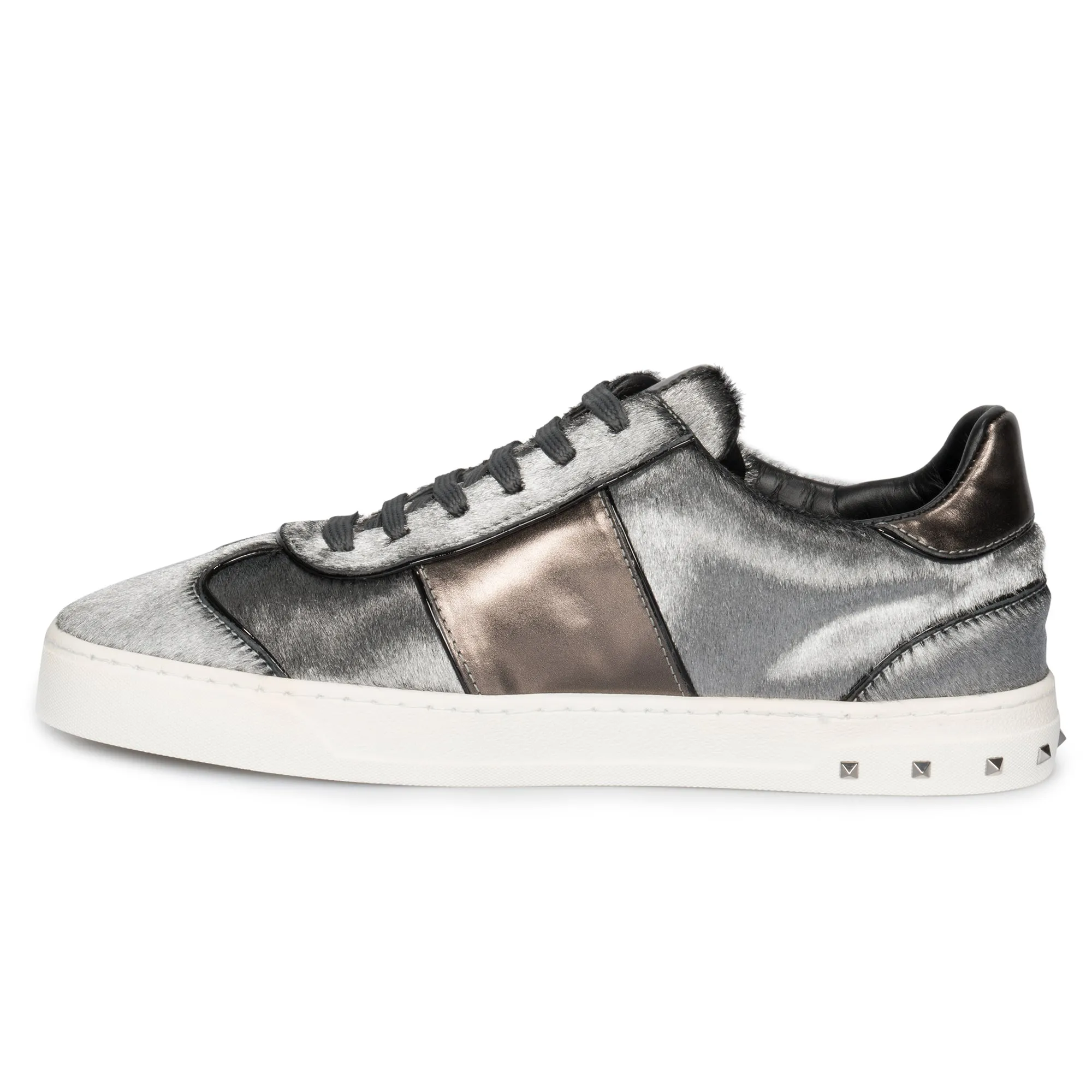Valentino Flycrew Calfhair Sneaker in Gray