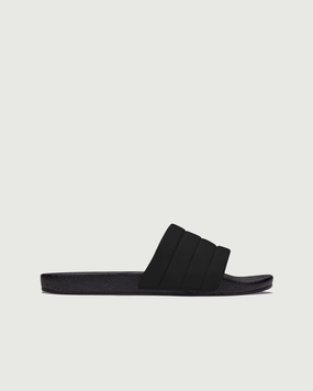 Vegan Slides | Black Quick Roll Vegan Slides | Black Seamless Inner Construction Rubberized Edges