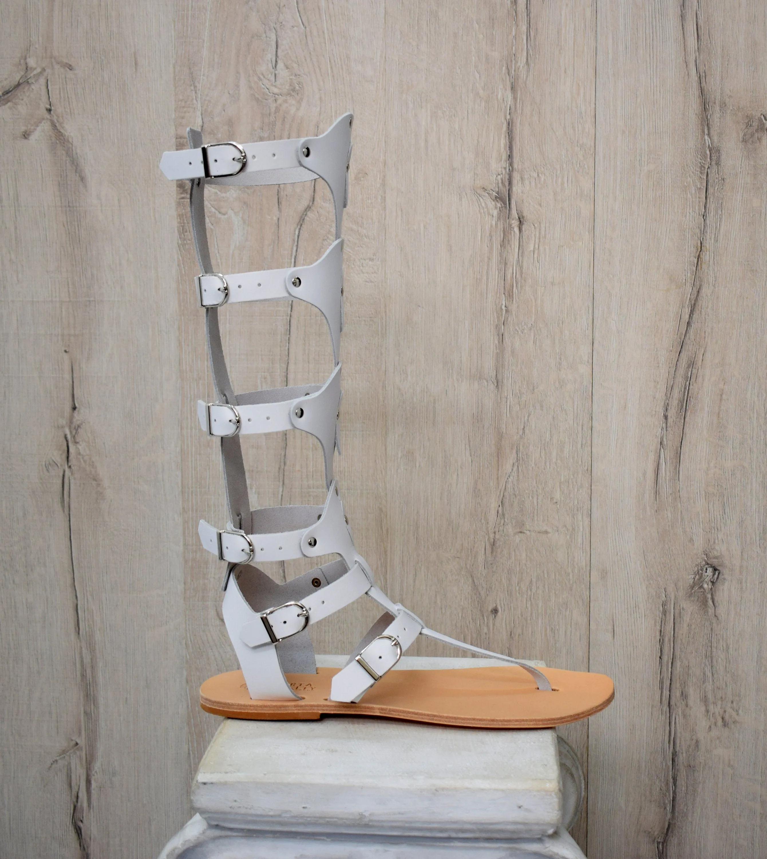 White Gladiator Roman Men Grecian Spartan Sandals
