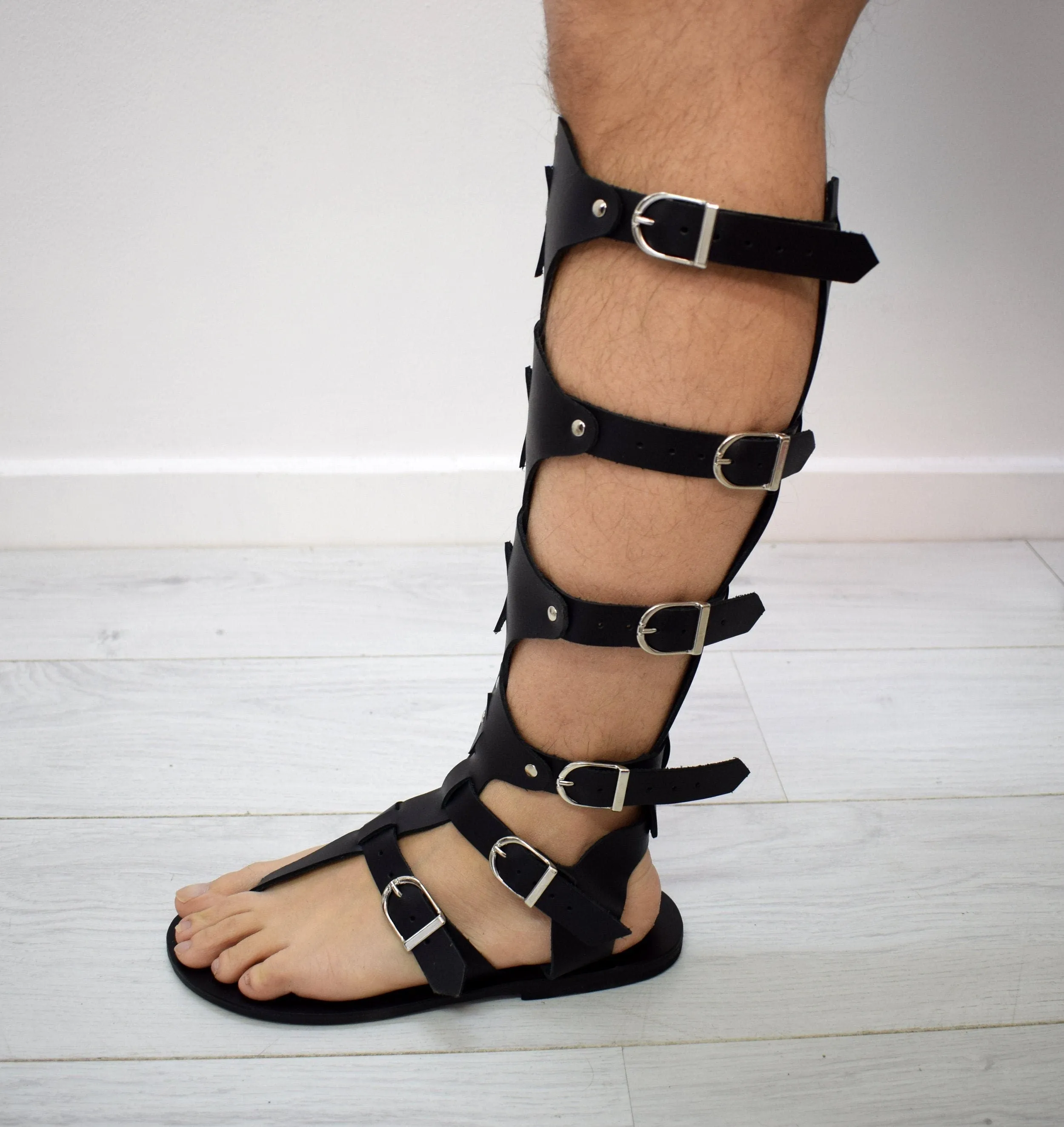 White Gladiator Roman Men Grecian Spartan Sandals