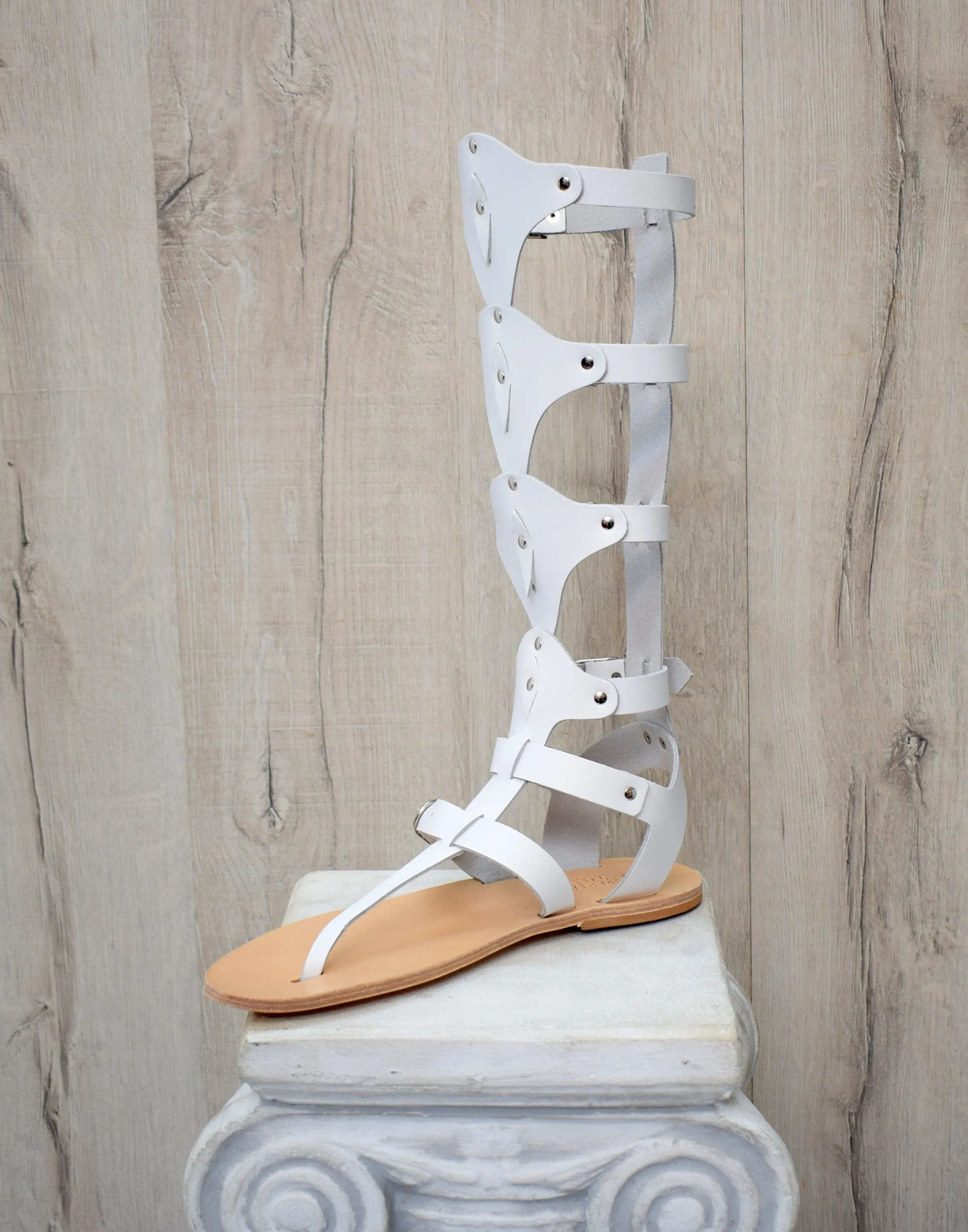 White Gladiator Roman Men Grecian Spartan Sandals