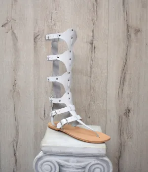 White Gladiator Roman Men Grecian Spartan Sandals