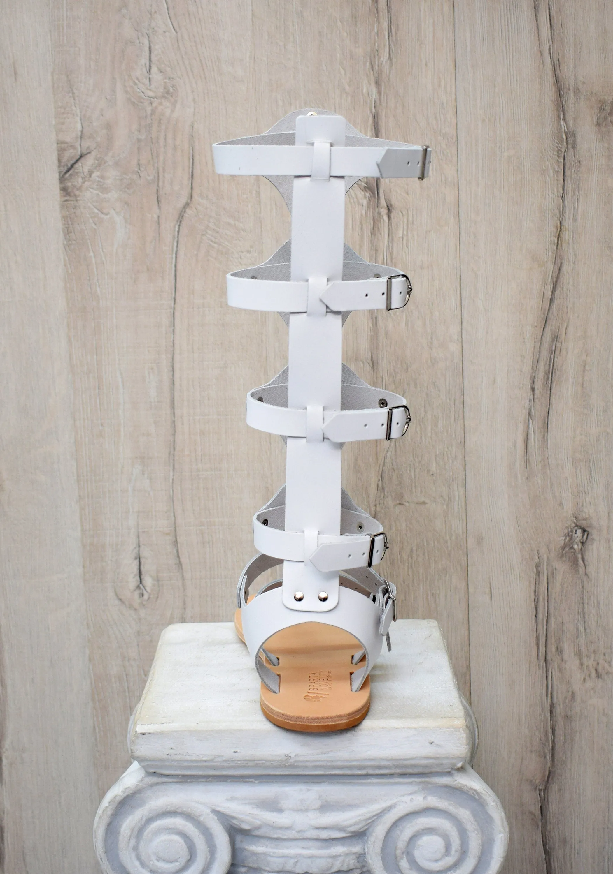 White Gladiator Roman Men Grecian Spartan Sandals