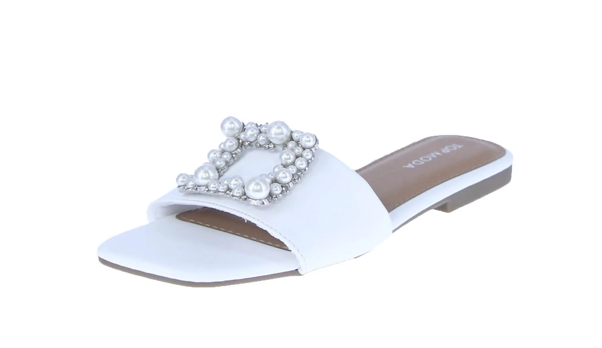 WOMAN'S SHOES WHITE PU LEATHER SANDALS PRIME-78