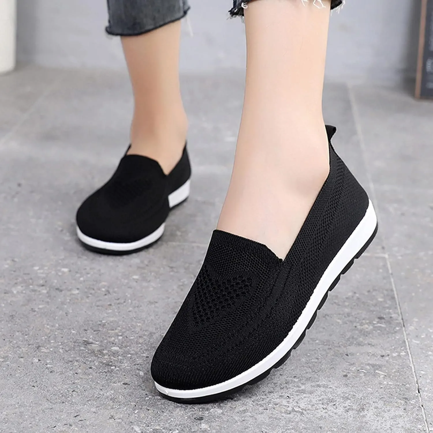Women Breathable Mesh Slip On Shoes Casual Comfortable Walking Sneakers Lightweight Flats Non Slip Loafers