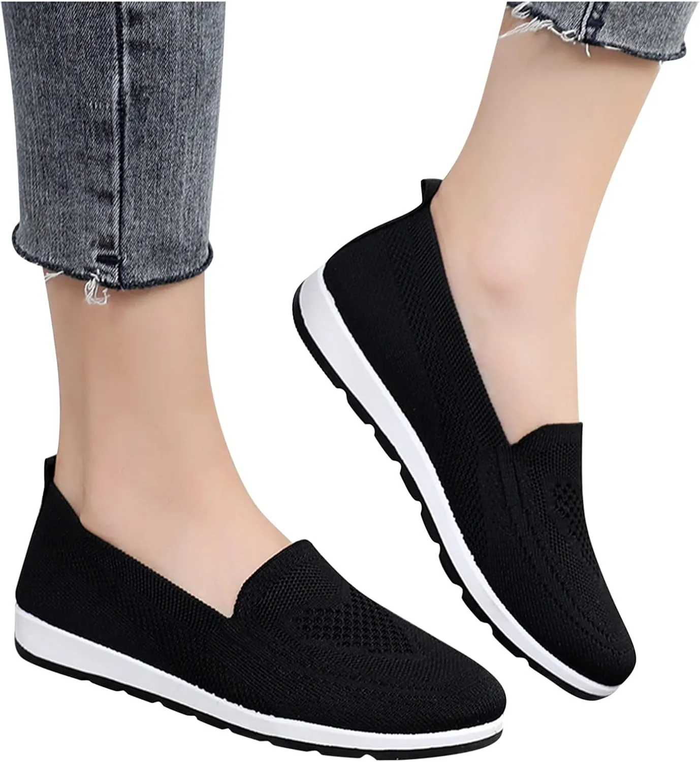 Women Breathable Mesh Slip On Shoes Casual Comfortable Walking Sneakers Lightweight Flats Non Slip Loafers