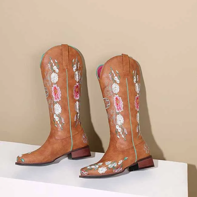 Women Floral Fantasy Cowgirl Fashion Boots Country Western Boot