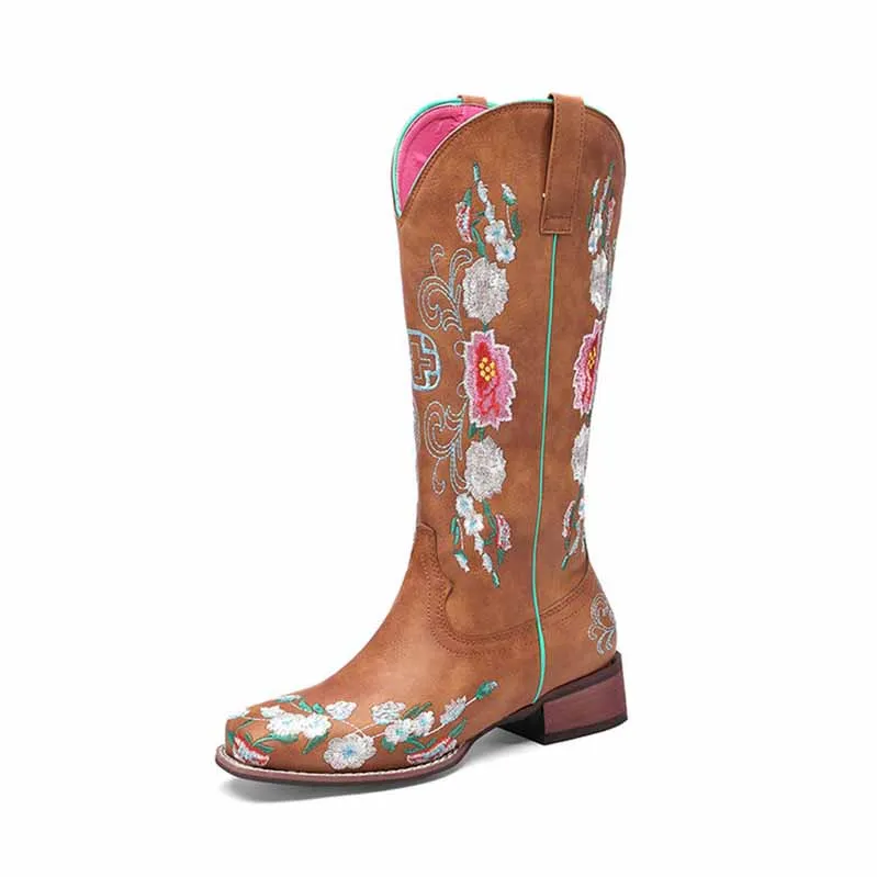 Women Floral Fantasy Cowgirl Fashion Boots Country Western Boot