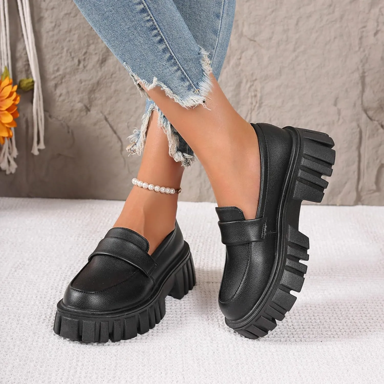 Women Loafers Shoes Slip-On Dress Shoes Business Casual Shoes Cute Work Shoes Comfortable Penny Loafer Office Shoes