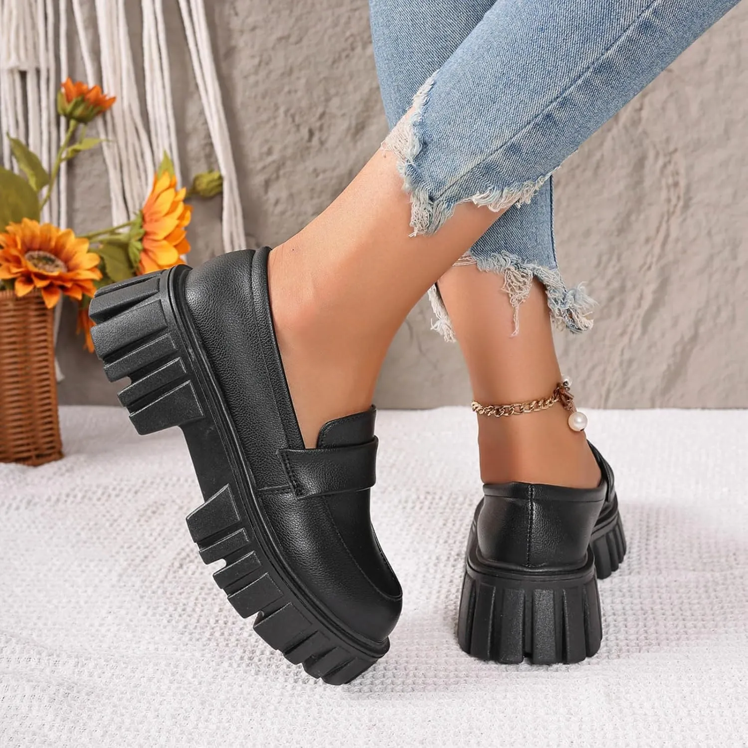 Women Loafers Shoes Slip-On Dress Shoes Business Casual Shoes Cute Work Shoes Comfortable Penny Loafer Office Shoes