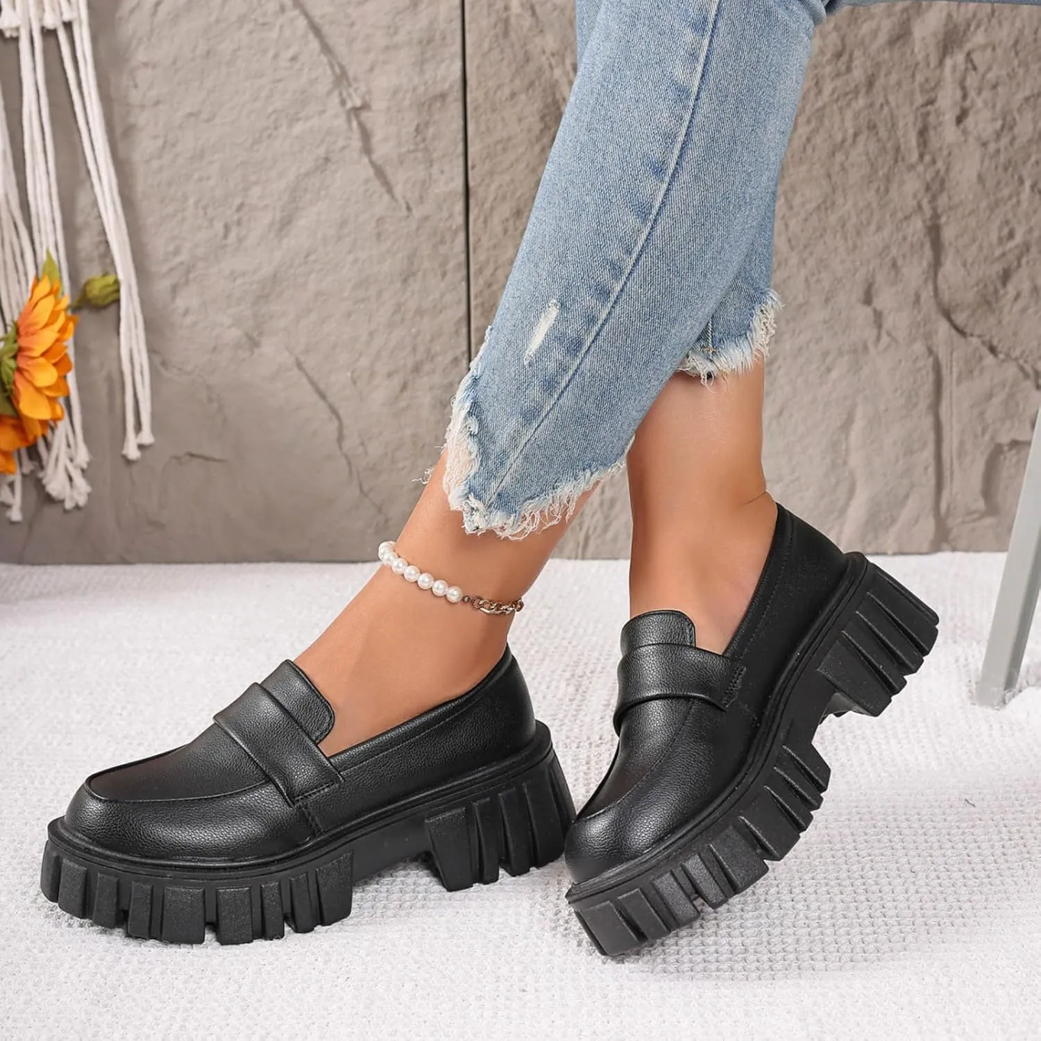 Women Loafers Shoes Slip-On Dress Shoes Business Casual Shoes Cute Work Shoes Comfortable Penny Loafer Office Shoes