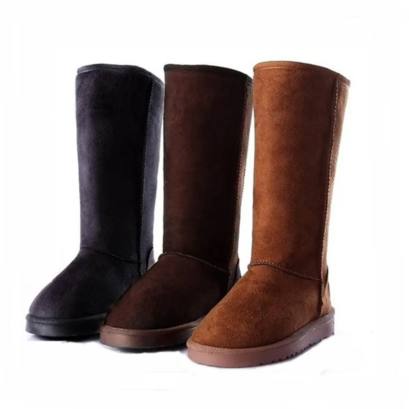 Women Winter Warm Stitching Lining Faux Fur Pure Color Flat Heel Snow Boots