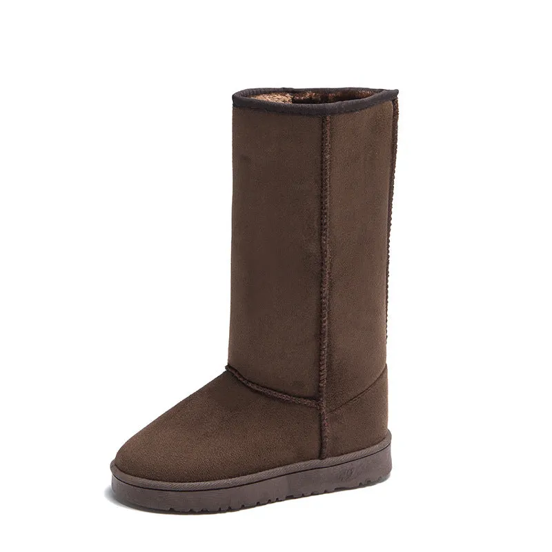 Women Winter Warm Stitching Lining Faux Fur Pure Color Flat Heel Snow Boots