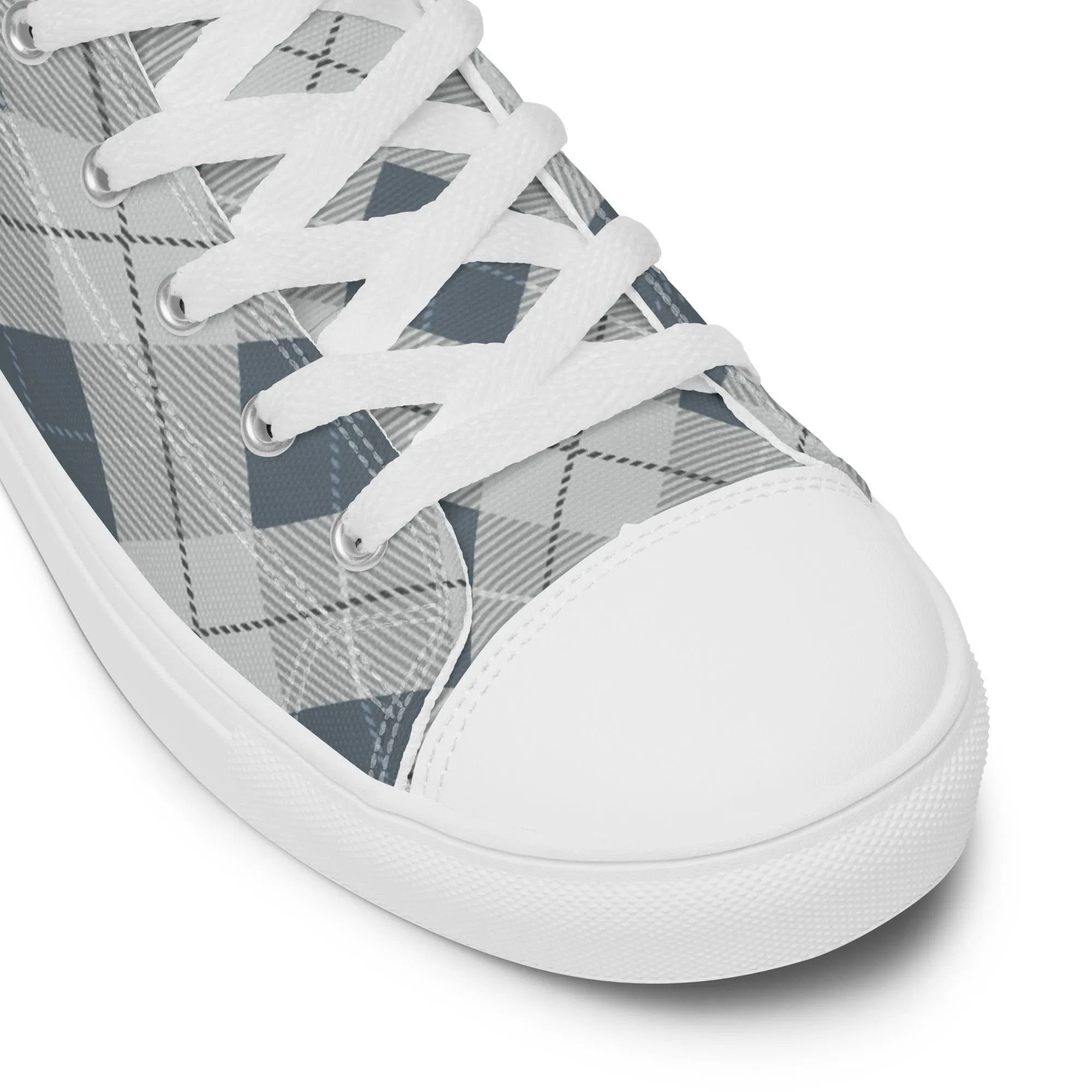 Women’s Blue Plaid high top canvas shoes