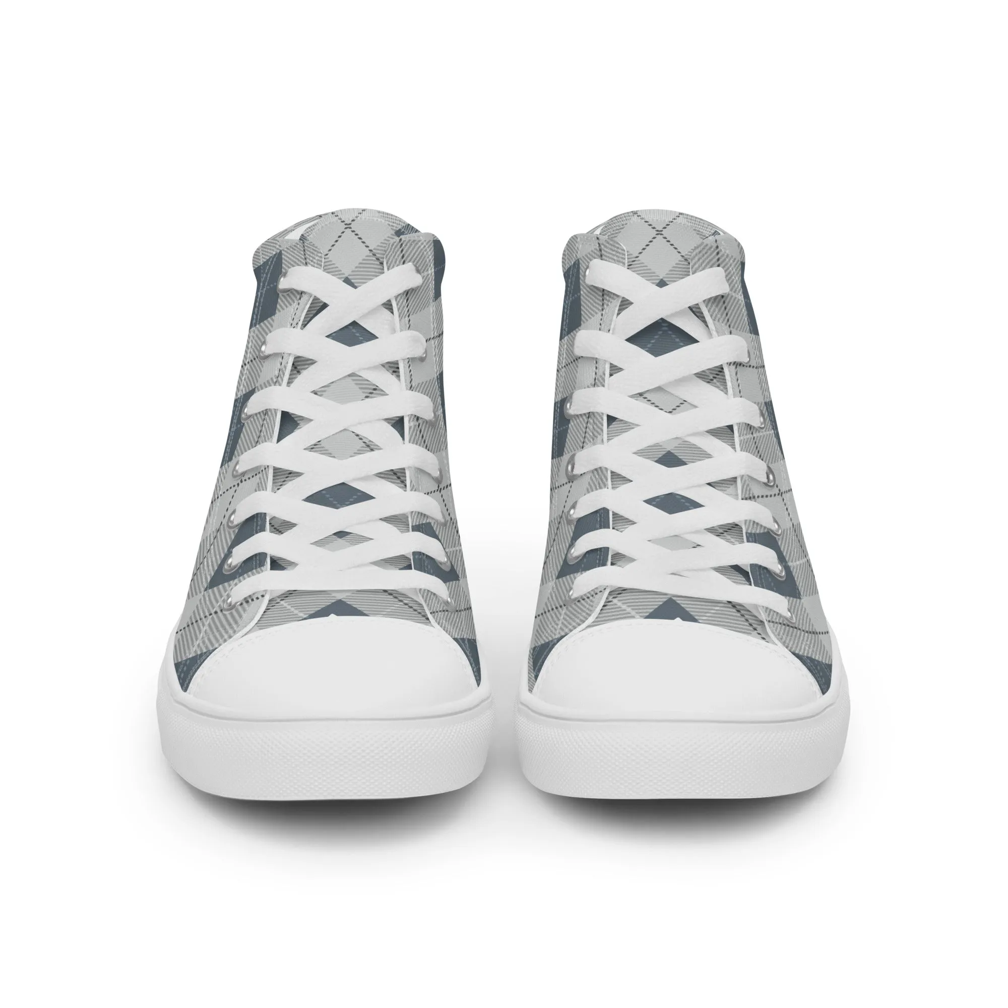 Women’s Blue Plaid high top canvas shoes