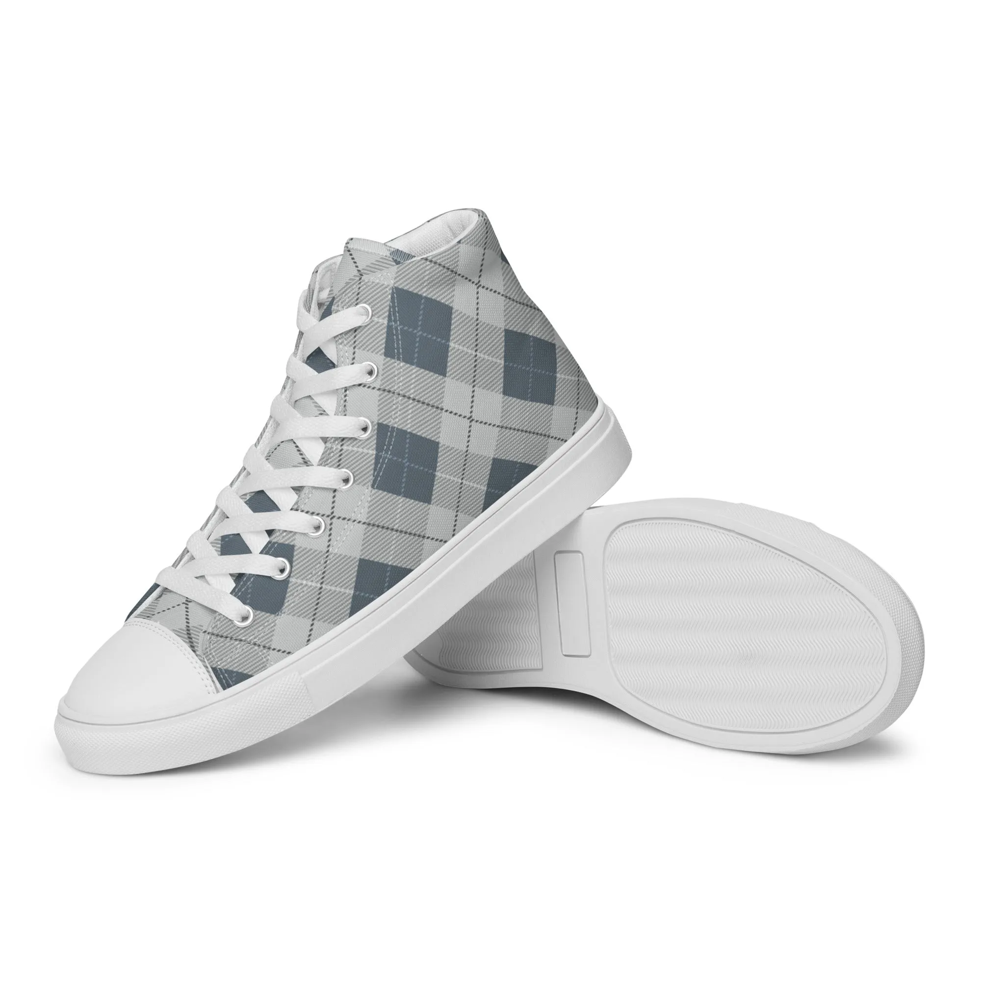 Women’s Blue Plaid high top canvas shoes