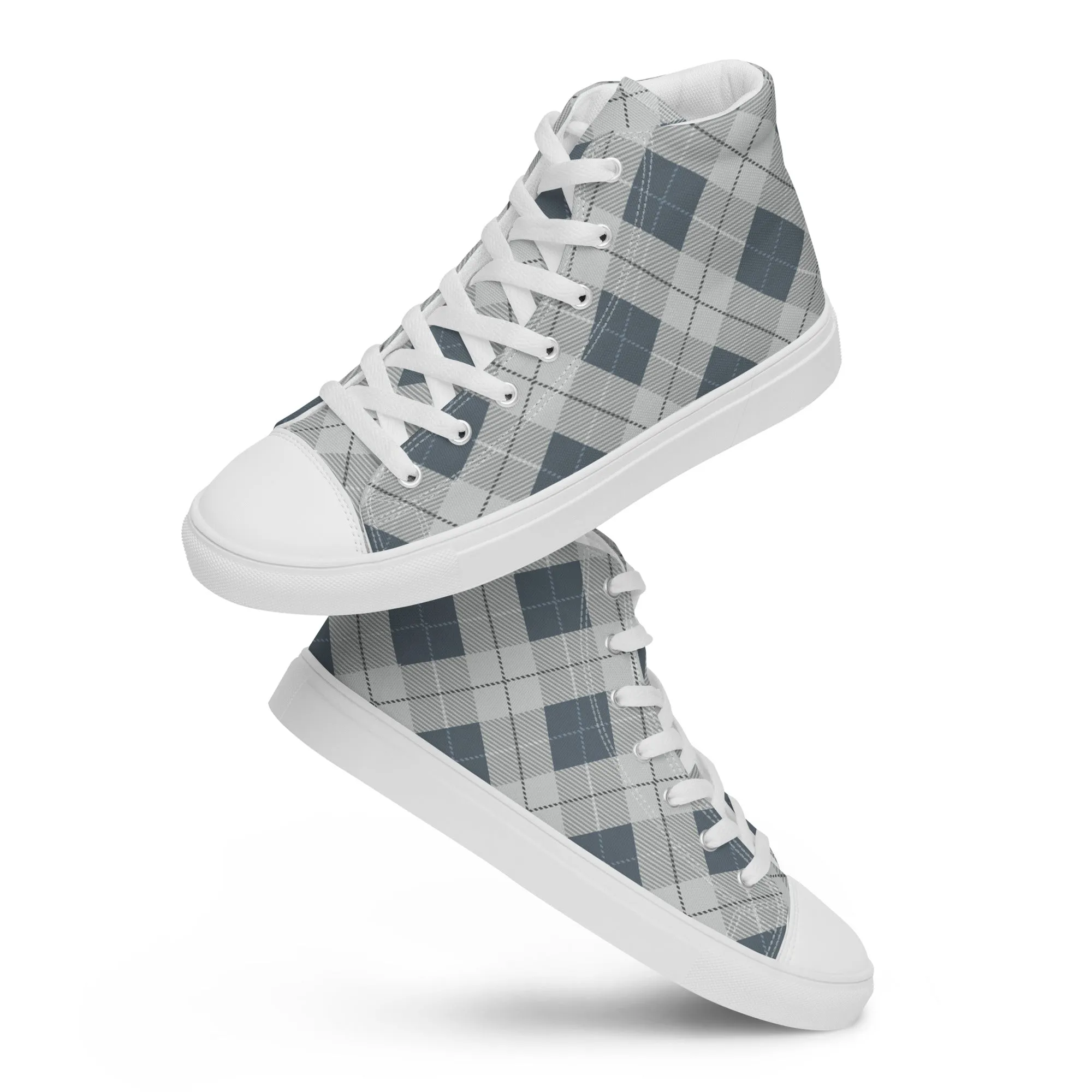 Women’s Blue Plaid high top canvas shoes