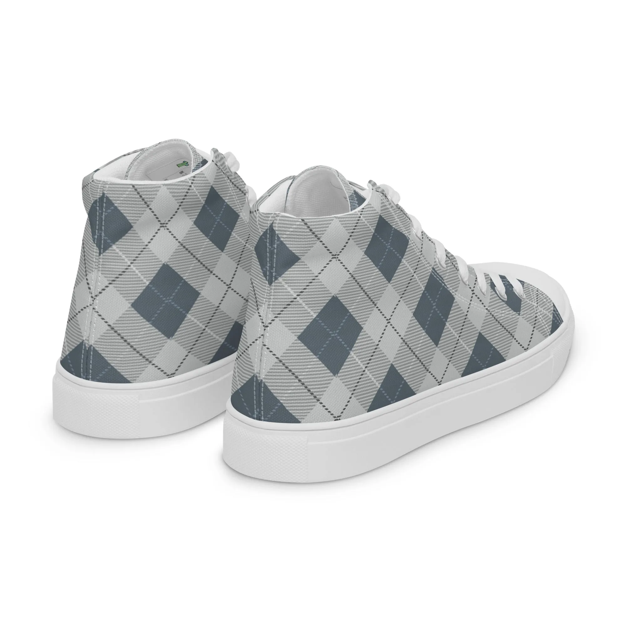 Women’s Blue Plaid high top canvas shoes